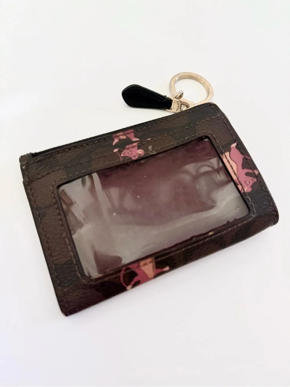 Coach Mini Skinny ID Case Wallet Signature Canvas Party Mouse Print